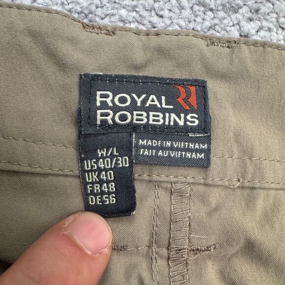 Royal Robbins Cargo Outdoor Pants Mens 40x30 Tan Brown Straight Leg Nylon Hike - Picture 9 of 16